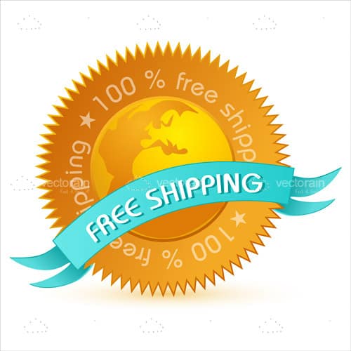 100% Free Shipping Badge in Gold